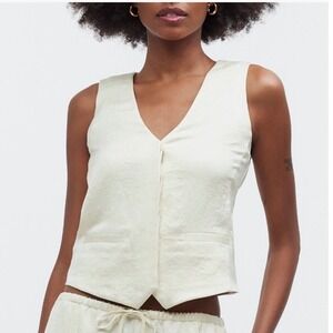 Madewell Satin Vest Top, Ivory/Cake‎ Batter, Size 10, NWT
